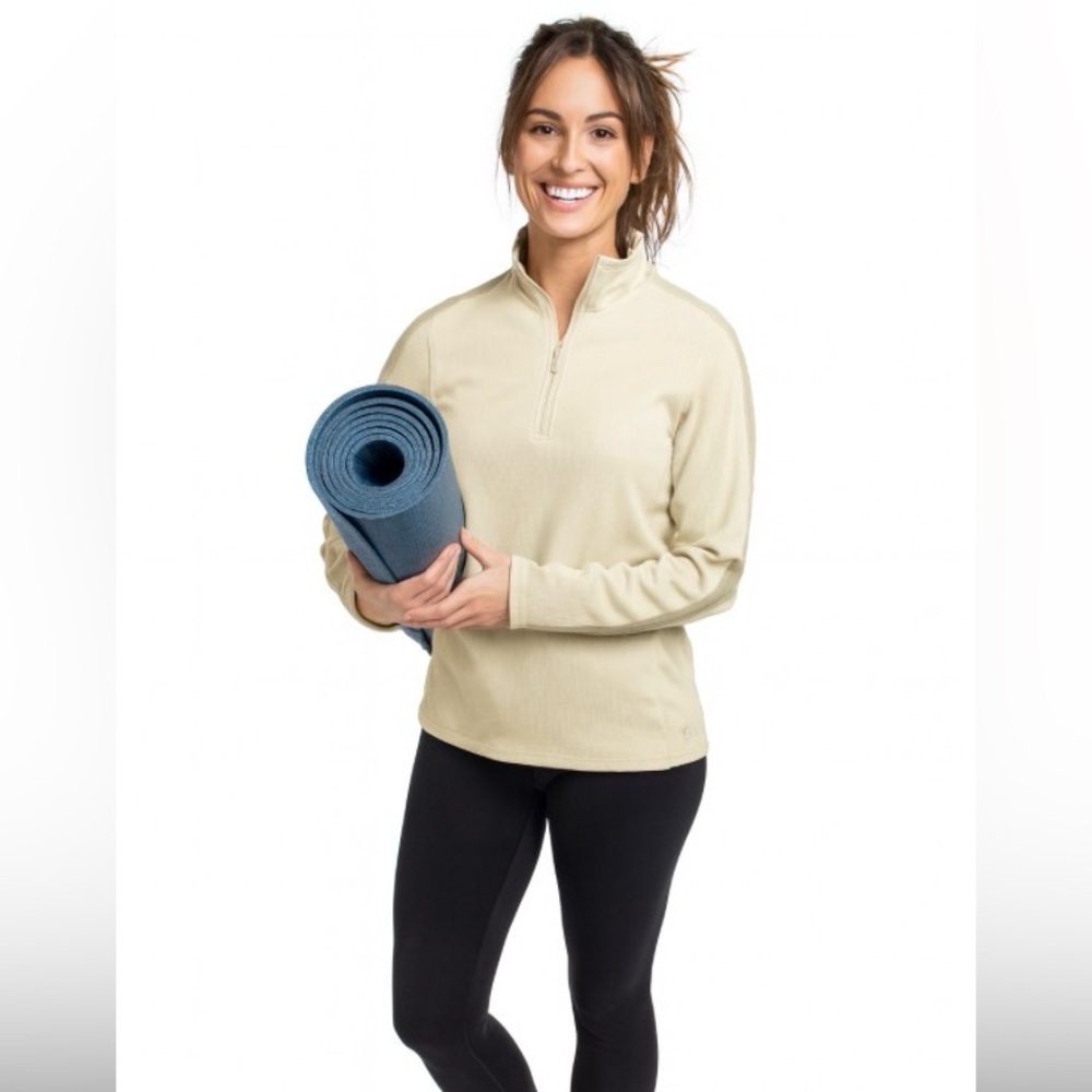 Chaus Organic Yoga Wear Women's 2 Tone Organic Cotton Quarter Zip XL